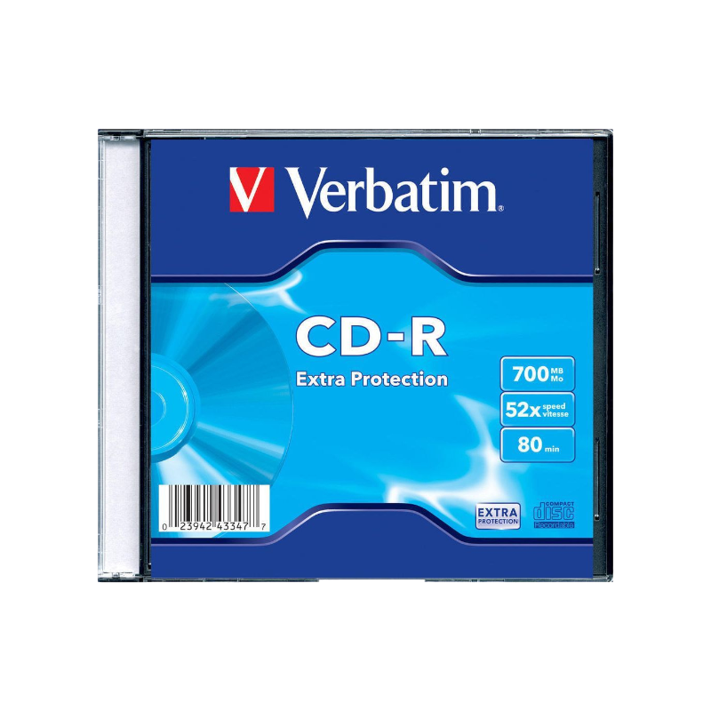 Оптичні диски Verbatim CD-R 700Mb 52x 1шт Slim Case (43347)